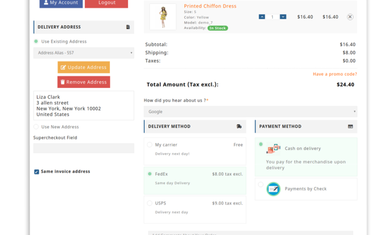 Prestashop One Page Checkout Addon