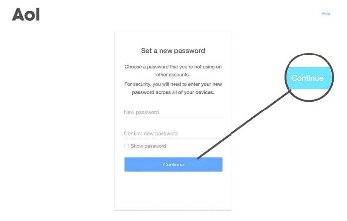 change aol email password