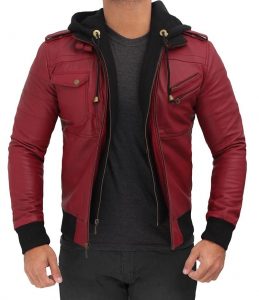 maroon bomber jacket