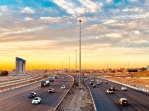 A road in Jeddah, one of the most beautiful cities in Saudi Arabia.