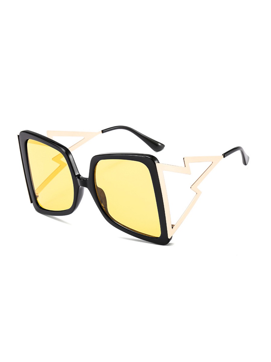 Color Blocking Lightning Frame Sunglasses 