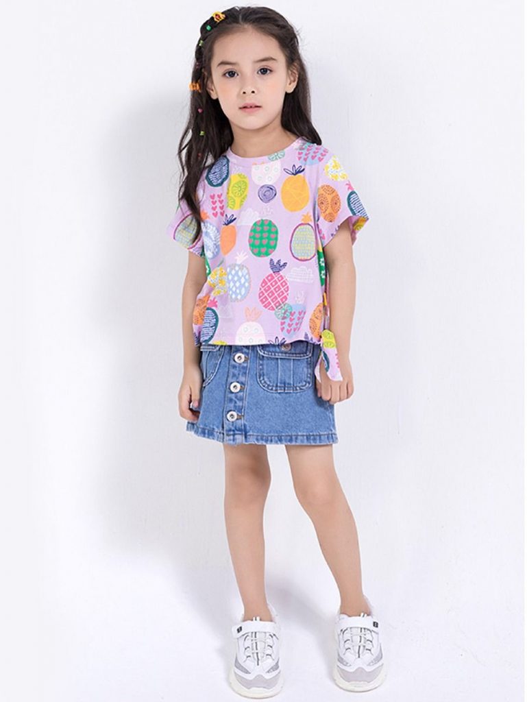 SUMMER LITTLE GIRL PINEAPPLES T-SHIRT