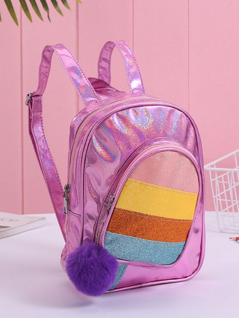  KID GIRL RAINBOW STRIPE PU BACKPACK