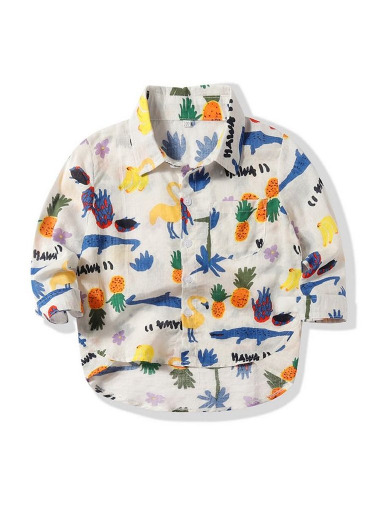 TODDLER BOY PINEAPPLE ANIMAL PRINT CARTOON SHIRT