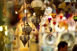 Hanging colorful chandelier
