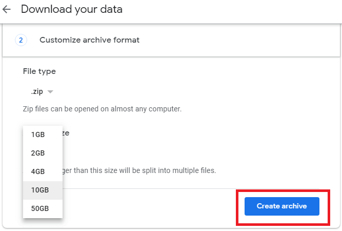 create Gmail archive
