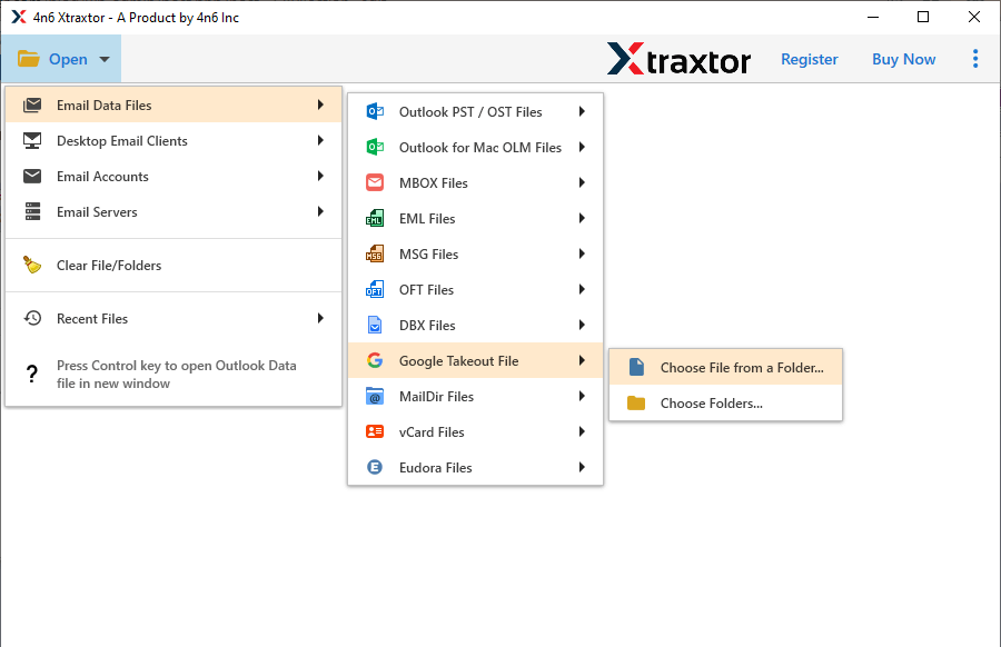 open google Takeout to new email account