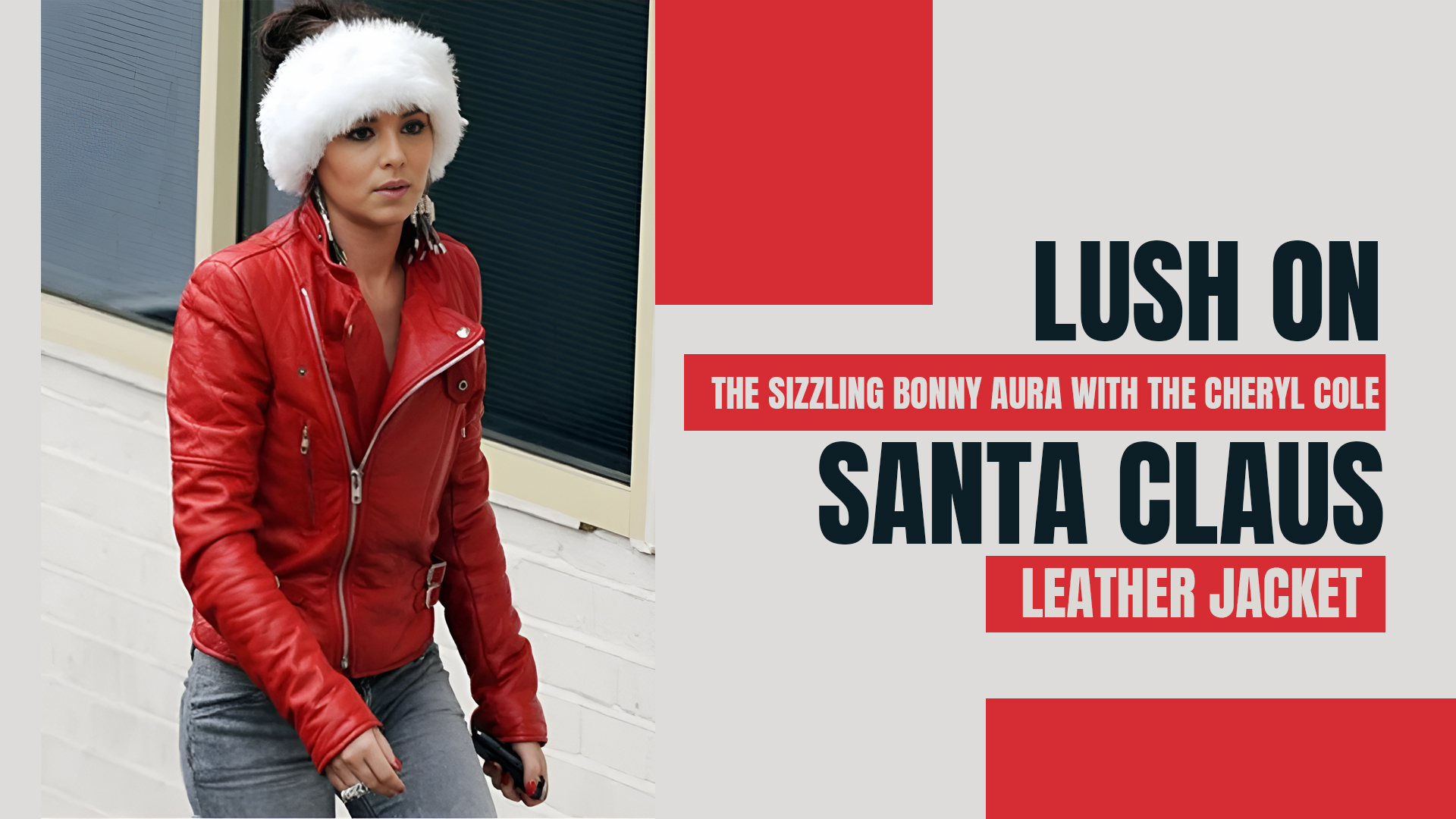 Cheryl Cole Santa Claus Inspired Leather Jacket. 