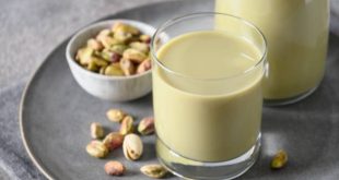 Nutritious And Healthful Pistachios And Milk
